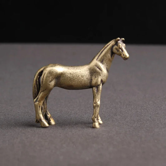 Mini Brass Copper Metal Horse Figurine – Desk Buddy Ornament Collectible