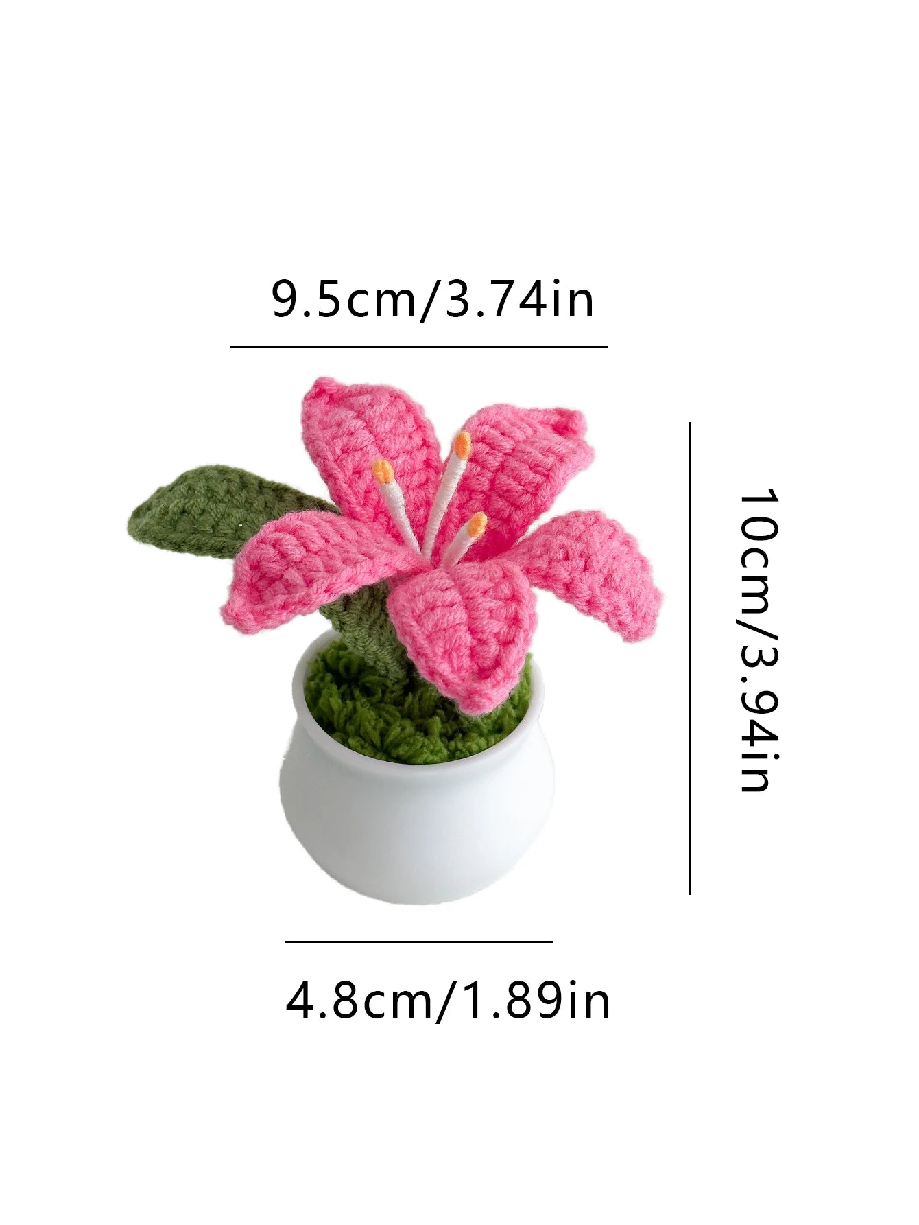 Knitted Crochet Lily Flower Potted Woven Flowers Pot Gift