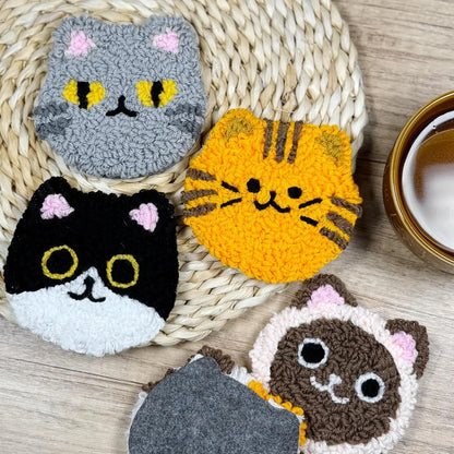 DIY Punch Needle Coaster Kit – Make 6 Cat, Dog, or Butterfly Animal Coasters Craft Embroidery