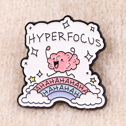 Hyperfocus ADHD Brain Funny Enamel Brooch Lapel Pin Badge Gift Neurodivergent
