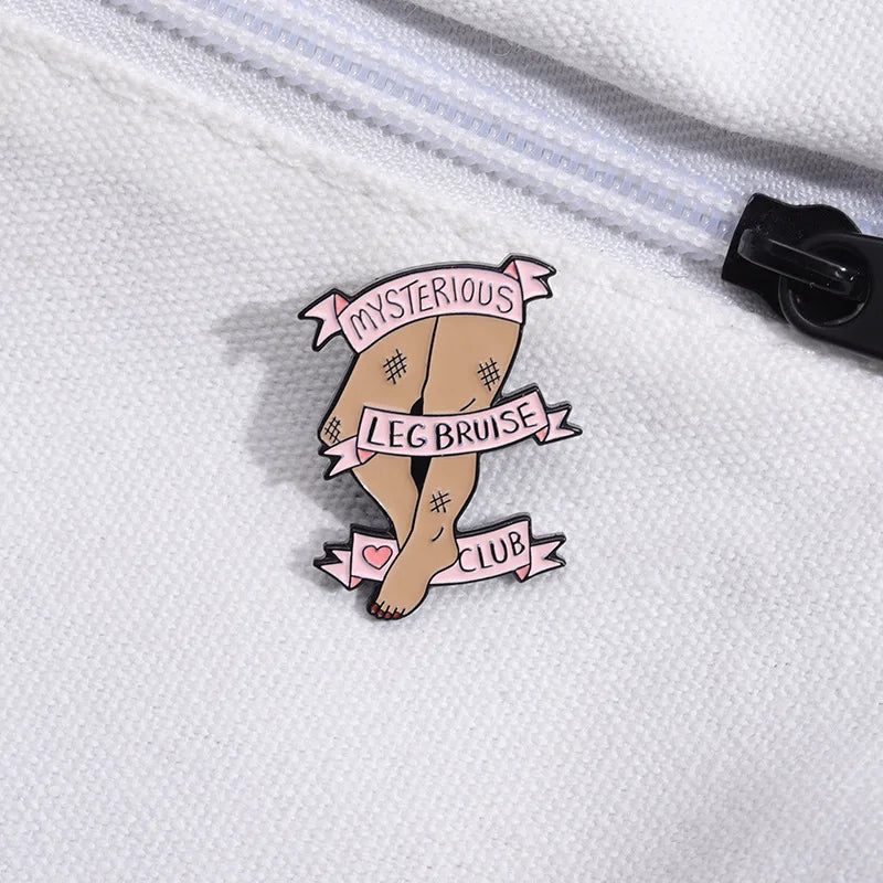 Mysterious Leg Bruise Club Funny Enamel Pin Badge Brooch Lapel Backpack ADHD