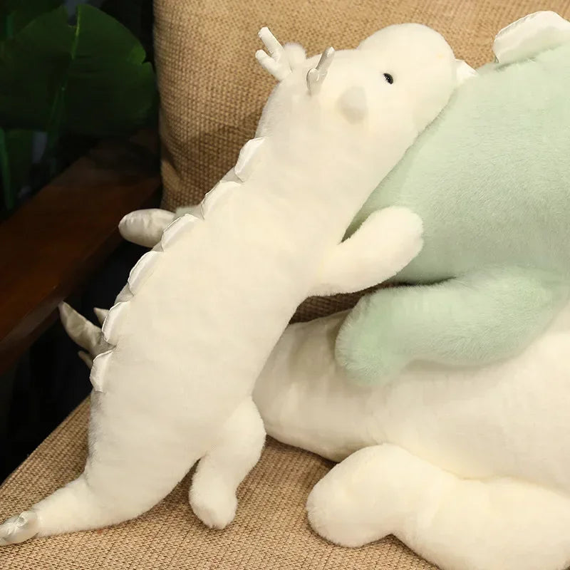 70-140cm Giant Dragon Plush Soft Toy – White or Green Fantasy Dinosaur