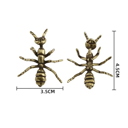 Mini Brass Copper Metal Ant Figurine – Desk Buddy Ornament Collectible