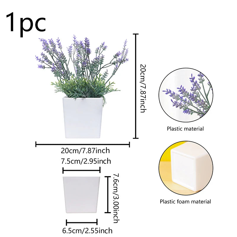 Artificial Lavender Potted Plant – Realistic Faux Flower for Home & Office Décor