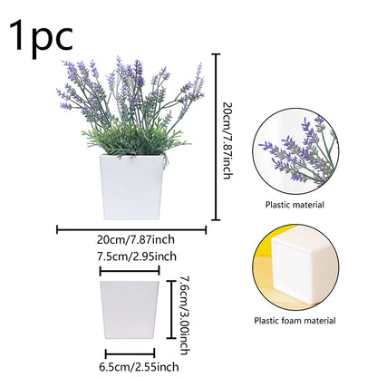 Artificial Lavender Potted Plant – Realistic Faux Flower for Home & Office Décor