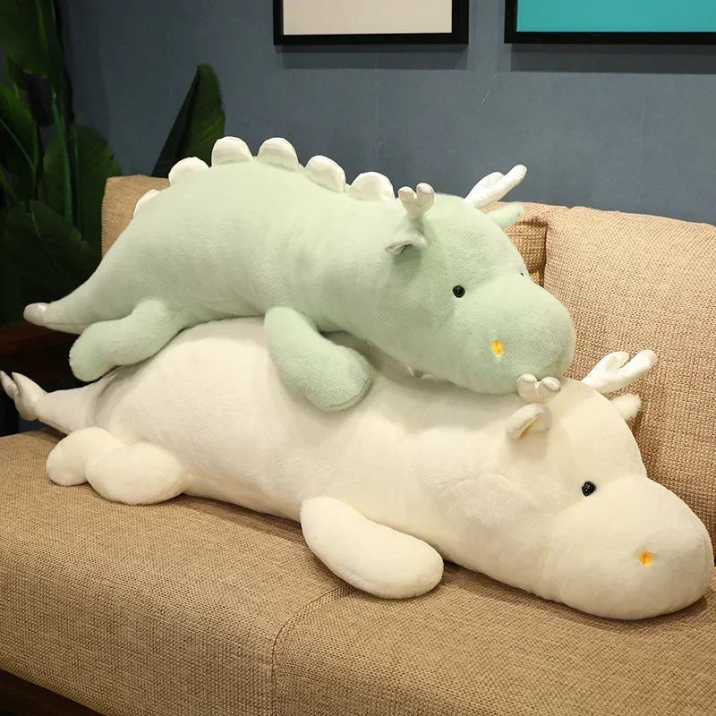 70-140cm Giant Dragon Plush Soft Toy – White or Green Fantasy Dinosaur