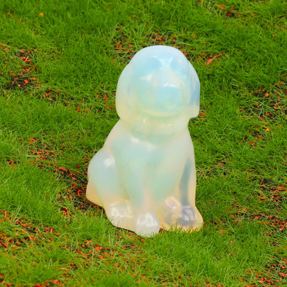 Crystal Dog Figurines – Hand-Carved Natural Stone Animal Dogs Figures for Chakra Energy Healing & Home Décor