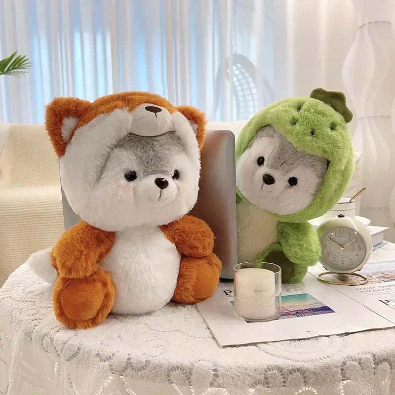 20cm/30cm Husky Plush Soft Toy in Pig Koala Dinosaur Fox Disguise