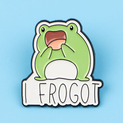 I Frogot Funny Silly Frog Enamel Brooch Lapel Pin Badge Novelty Gift