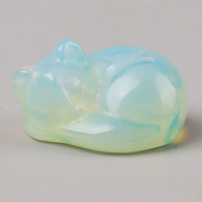 Crystal Sleeping Cat Figurines – Hand-Carved Natural Stone Animal Cats Figures for Chakra Energy Healing & Home Décor