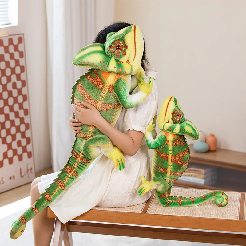 80/110cm Large Chameleon Plush Soft Toy – Soft Reptile Toy Statement