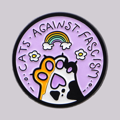 Cats Against Fascism Cat Paw Statement Enamel Brooch Lapel Pin Badge Feminism