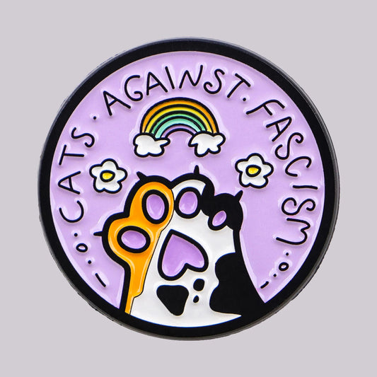 Cats Against Fascism Cat Paw Statement Enamel Brooch Lapel Pin Badge Feminism
