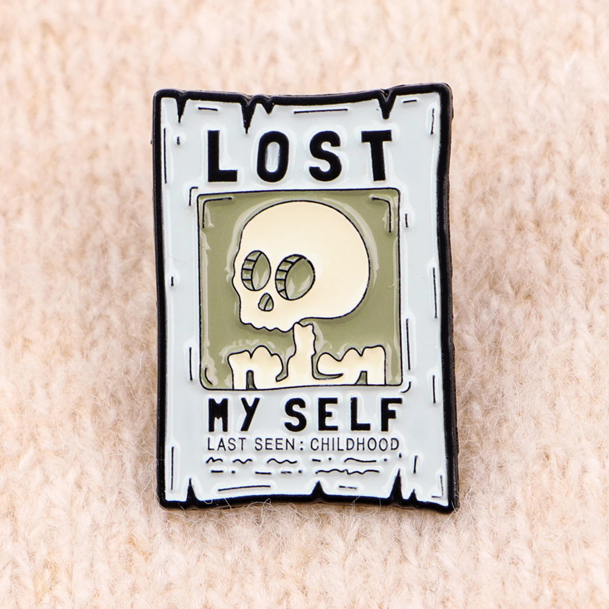 Skeleton Lost Myself Poster Funny Sarcastic Enamel Brooch Lapel Pin Badge Novelty Gift