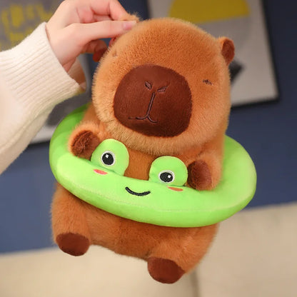 Cute Capybara Plush Toy with Swimming Swim Ring Float -  Frog, Duck, Bunny, Strawberry, Bread / Toast, Pig, Unicorn