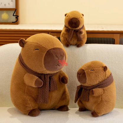 23/35CM Cute Capybara Plush Toy with Scarf -  Autumn Winter Seasonal