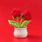 Crochet Knitted Artificial Flower Plant in Pot - Hand Woven Potted Desk Desktop Home Decor Gift Ornament
