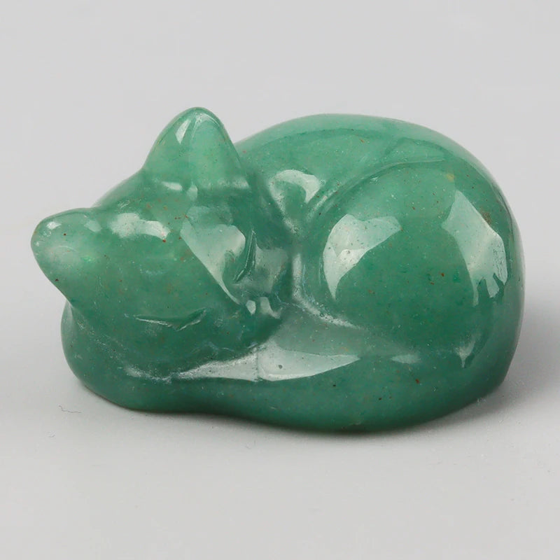 Crystal Sleeping Cat Figurines – Hand-Carved Natural Stone Animal Cats Figures for Chakra Energy Healing & Home Décor