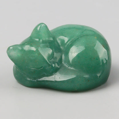 Crystal Sleeping Cat Figurines – Hand-Carved Natural Stone Animal Cats Figures for Chakra Energy Healing & Home Décor