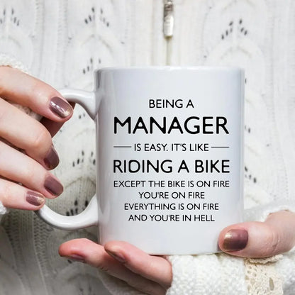 Being a Manager Mug – Funny Novelty 11oz Ceramic Coffee Cup Boss Coworker Office Gift