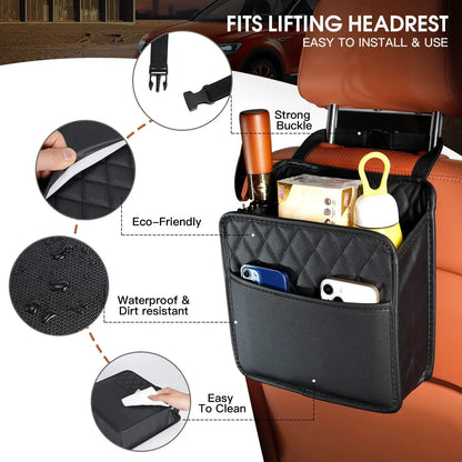 Multi-Functional Car Storage Bag Bin Unit PU Leather - Suitable For Most Vehicles