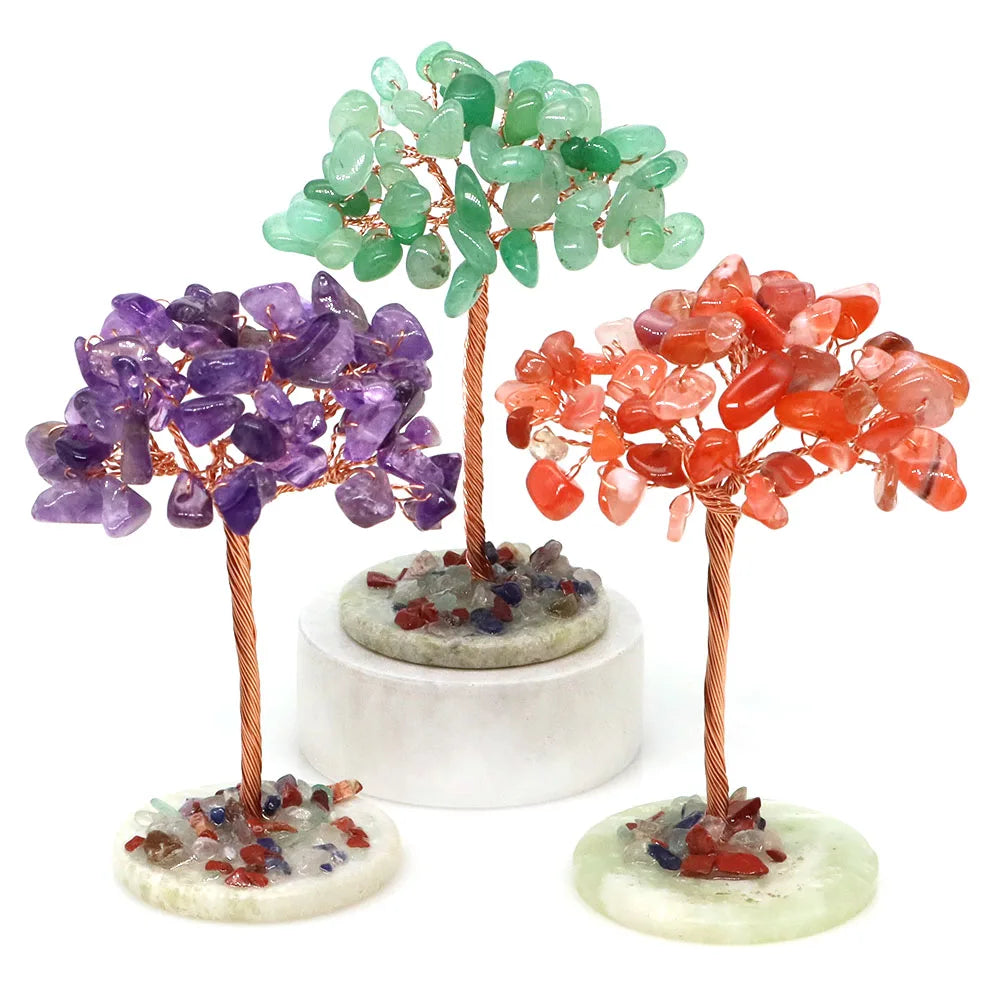 Crystal Money Tree Natural Crystal Healing Stone Reiki Quartz Gemstones Copper Wire Plant Gift