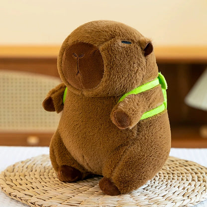 Cute Capybara Plush Toy with Hat -  Frog, Duck, Bunny, Strawberry, Bread, Toast or Turtle Backpack