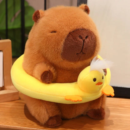 Cute Capybara Plush Toy with Swimming Swim Ring Float -  Frog, Duck, Bunny, Strawberry, Bread / Toast, Pig, Unicorn