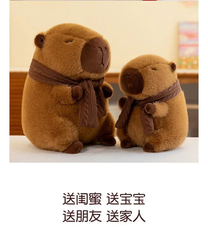 23/35CM Cute Capybara Plush Toy with Scarf -  Autumn Winter Seasonal