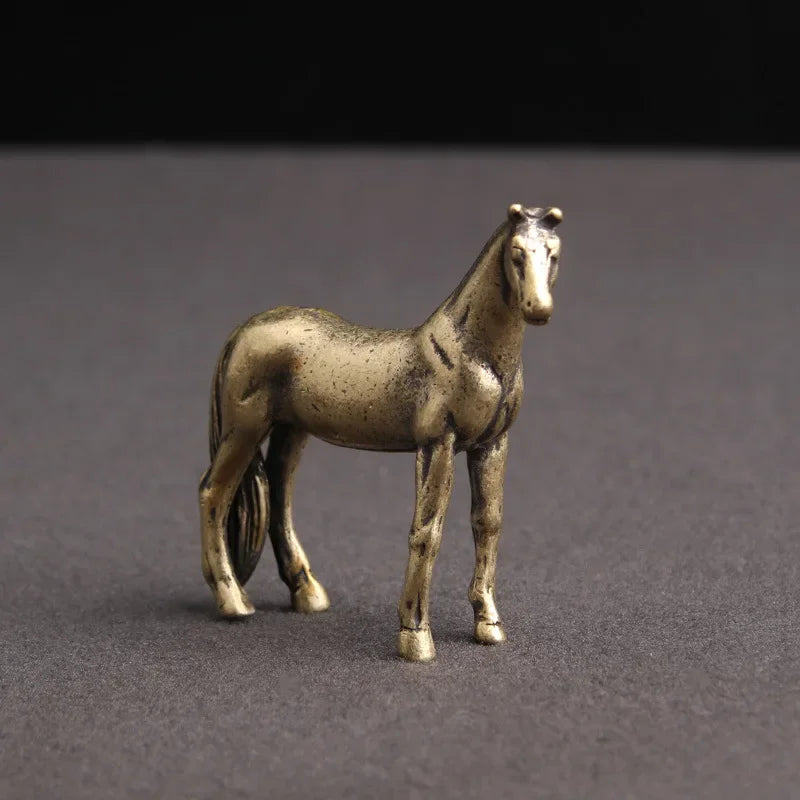 Mini Brass Copper Metal Horse Figurine – Desk Buddy Ornament Collectible