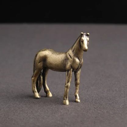 Mini Brass Copper Metal Horse Figurine – Desk Buddy Ornament Collectible