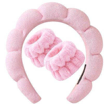 3-Piece Spa Headband & Wristband Set – Ultra Soft Makeup & Skincare Accessories