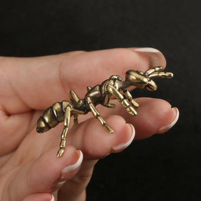 Mini Brass Copper Metal Ant Figurine – Desk Buddy Ornament Collectible