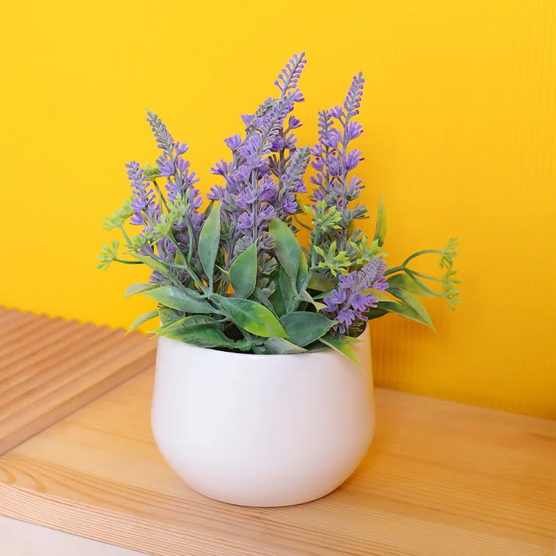 Artificial Lavender Potted Plant – Realistic Faux Flower for Home & Office Décor