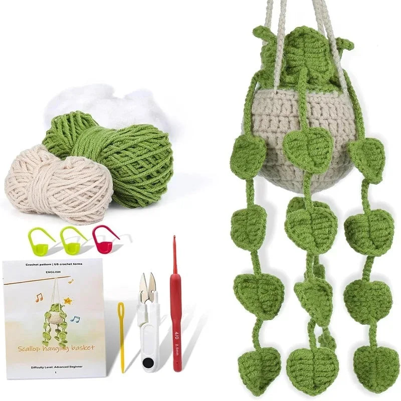 Crochet Hanging Plant Kit for Beginners – Includes Yarn, Tools & Video Tutorial