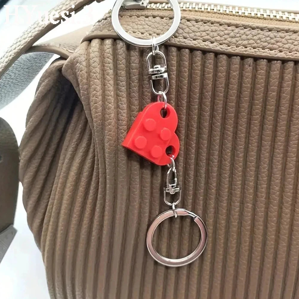 Couple Friends Heart-Shaped Keychain Keyring Set - Matching Design Gift