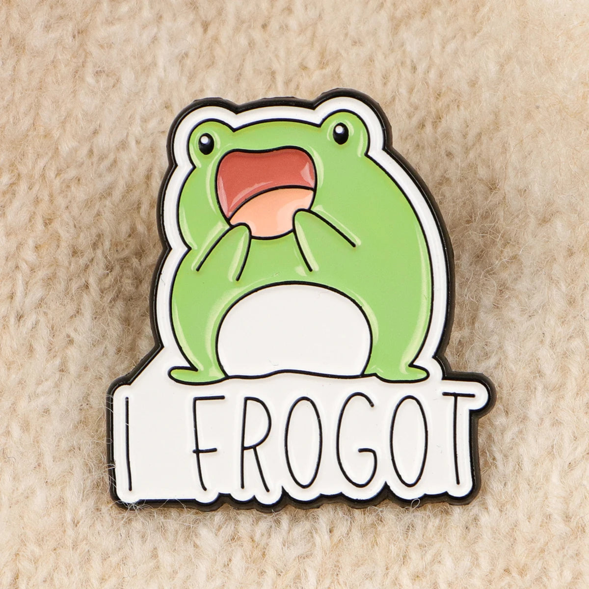 I Frogot Funny Silly Frog Enamel Brooch Lapel Pin Badge Novelty Gift