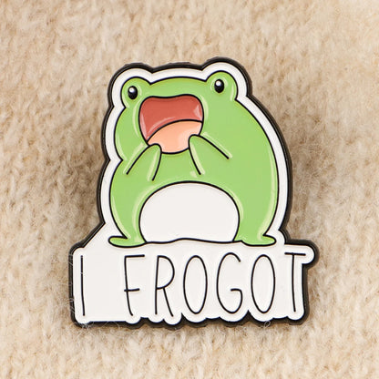 I Frogot Funny Silly Frog Enamel Brooch Lapel Pin Badge Novelty Gift