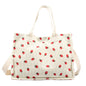 Large Capacity Strawberry Fabric Tote Bag – Adjustable Shoulder Bag for Work, School, Shopping