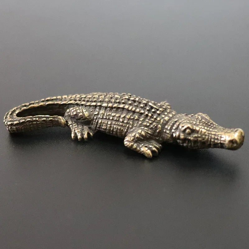 Mini Brass Copper Metal Crocodile Alligator Figurine – Desk Buddy Ornament Collectible