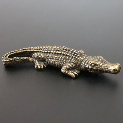 Mini Brass Copper Metal Crocodile Alligator Figurine – Desk Buddy Ornament Collectible