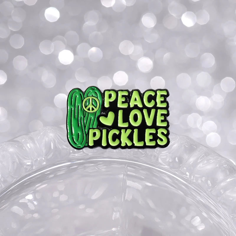 Pickles Lover Enamel Pin Badge Funny Cartoon Pickle Jar Brooches Lapel Bag Badge