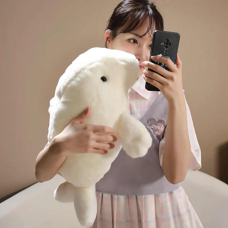 Large Manatee Plush Soft Toy – Sea Cow Cuddly Plush in 40cm or 50cm (Grey or White)