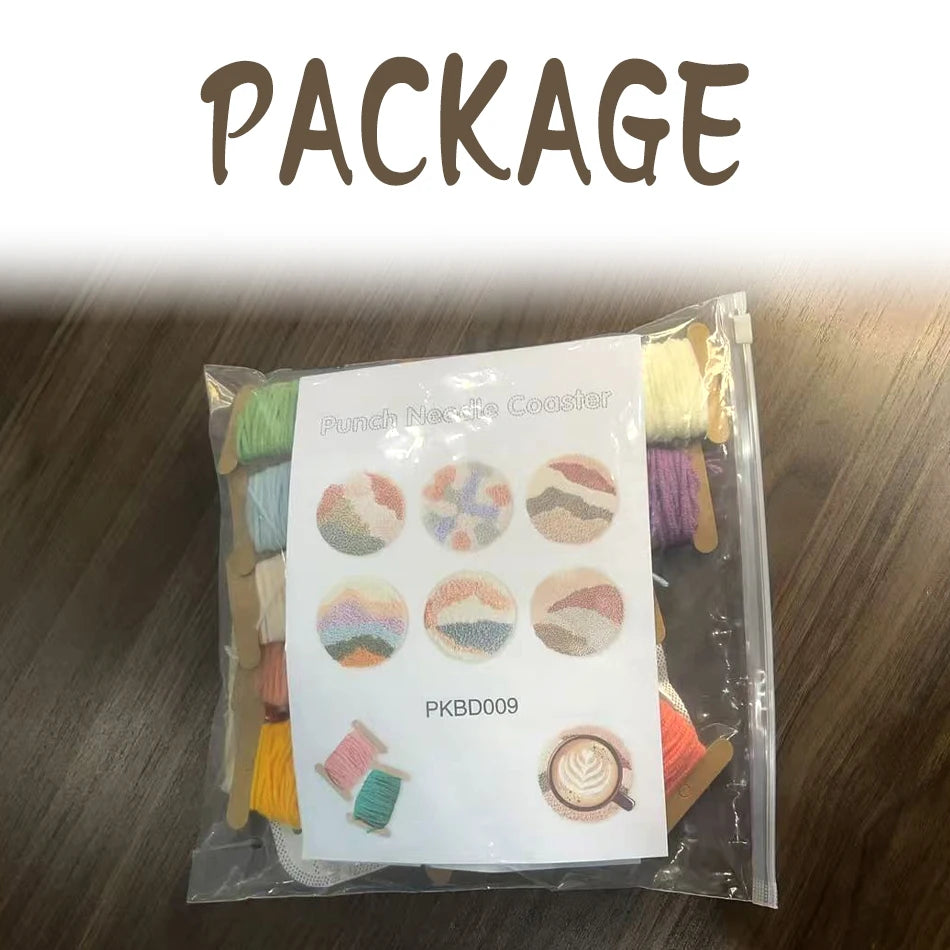 DIY Beginner Punch Needle Coaster Kit – Make 6 Animal Dog Frog Butterfly Paw Design Coasters - Multiple Design Choice Craft Embroidery