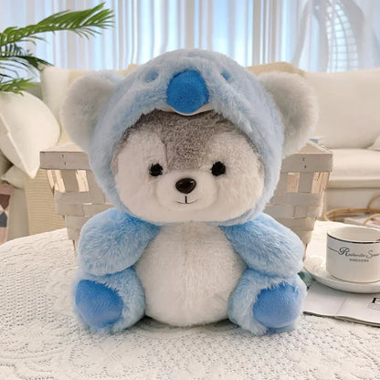 20cm/30cm Husky Plush Soft Toy in Pig Koala Dinosaur Fox Disguise