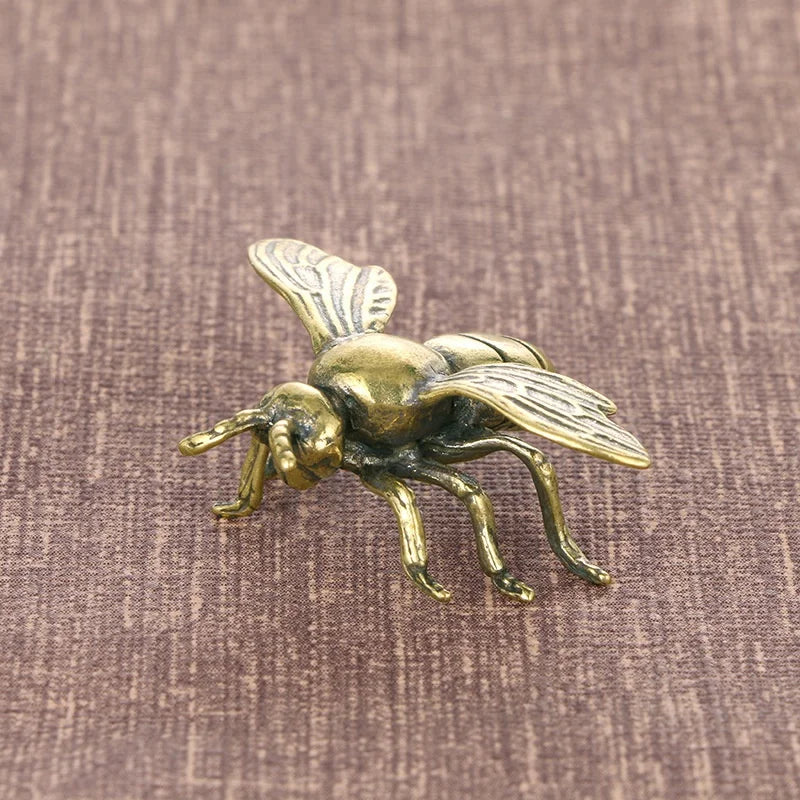 Mini Brass Copper Metal Bee Honeybee Figurine – Desk Buddy Ornament Collectible