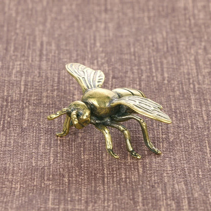 Mini Brass Copper Metal Bee Honeybee Figurine – Desk Buddy Ornament Collectible