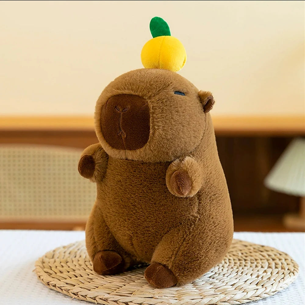 Cute Capybara Plush Toy with Hat -  Frog, Duck, Bunny, Strawberry, Bread, Toast or Turtle Backpack