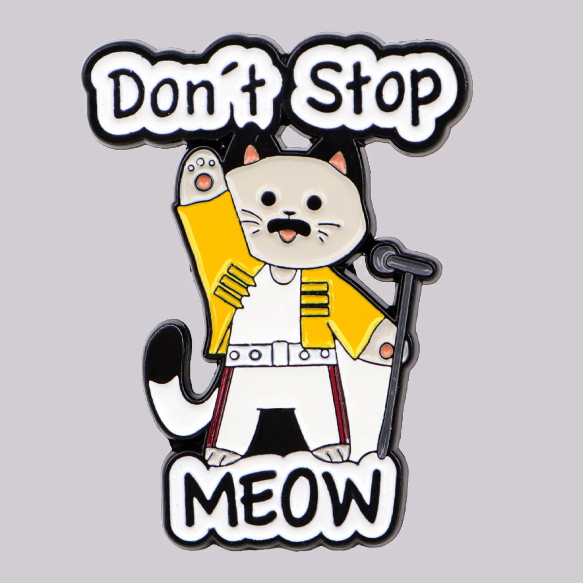 Don’t Stop Meow Funny Singer Cat Enamel Brooch Lapel Pin Badge Novelty Gift
