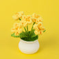 Crochet Knitted Artificial Flower Plant in Pot - Hand Woven Potted Desk Desktop Home Decor Gift Ornament